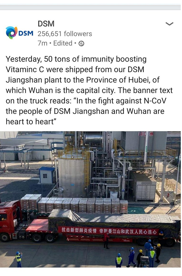50 tons vitamin C to Hubei Wuhan