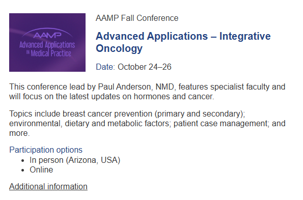 AAMP Fall Conference: Advanced Applications in Integrative Oncolog