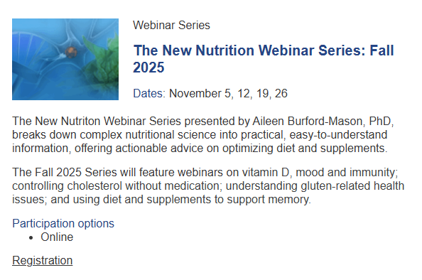 The New Nutrition Webinar Series: Fall 2025